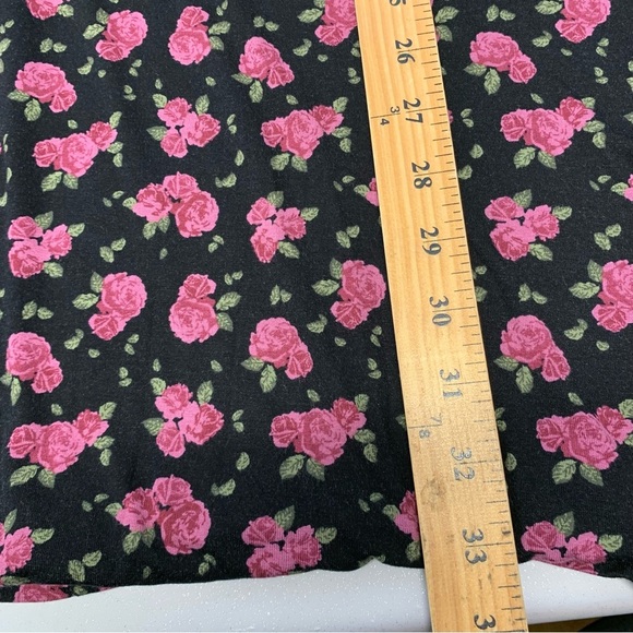 Torrid Top Woman 6X Super Soft  Jersey Knit Black Pink Floral Short Sleeve Tunic - Picture 8 of 8